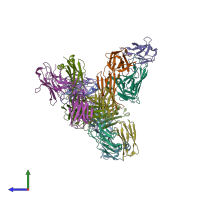 PDB entry 6nmr coloured by chain, side view.