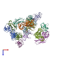 PDB entry 6nmr coloured by chain, top view.