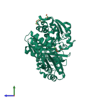 PDB entry 6nn2 coloured by chain, side view.