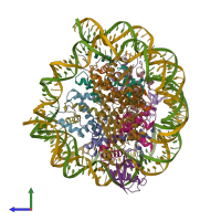 PDB entry 6nn6 coloured by chain, side view.