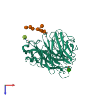 PDB entry 6nn9 coloured by chain, top view.