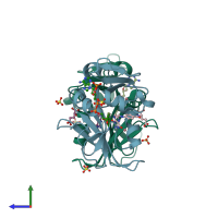 PDB entry 6nnd coloured by chain, side view.