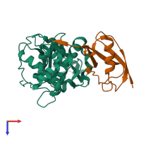 PDB entry 6nnq coloured by chain, top view.