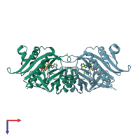 PDB entry 6no0 coloured by chain, top view.