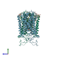 PDB entry 6nph coloured by chain, side view.