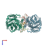 PDB entry 6nph coloured by chain, top view.