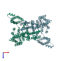 PDB entry 6nq1 coloured by chain, top view.