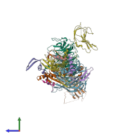 PDB entry 6nq3 coloured by chain, side view.