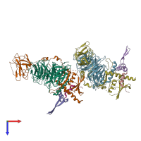 PDB entry 6nq3 coloured by chain, top view.