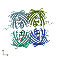PDB entry 6nqj coloured by chain, front view.