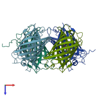 PDB entry 6nqj coloured by chain, top view.