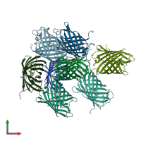 PDB entry 6nqk coloured by chain, front view.