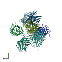 PDB entry 6nqk coloured by chain, side view.