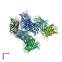 PDB entry 6nqk coloured by chain, top view.
