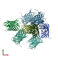 PDB entry 6nql coloured by chain, front view.