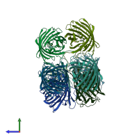 PDB entry 6nqn coloured by chain, side view.