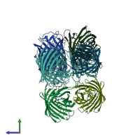 PDB entry 6nqo coloured by chain, side view.