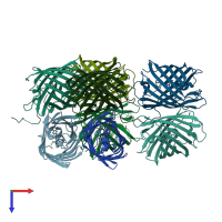 PDB entry 6nqo coloured by chain, top view.