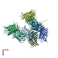 PDB entry 6nqs coloured by chain, top view.