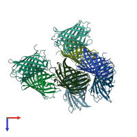 PDB entry 6nqv coloured by chain, top view.