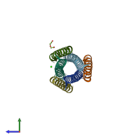 PDB entry 6nro coloured by chain, side view.