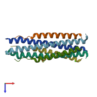 PDB entry 6nro coloured by chain, top view.