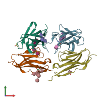 PDB entry 6nrq coloured by chain, front view.