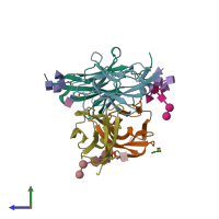 PDB entry 6nrq coloured by chain, side view.