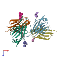 PDB entry 6nrq coloured by chain, top view.