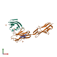 PDB entry 6nrr coloured by chain, front view.