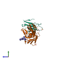 PDB entry 6nrr coloured by chain, side view.