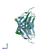 PDB entry 6nrx coloured by chain, side view.