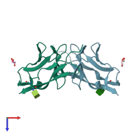 PDB entry 6nrx coloured by chain, top view.