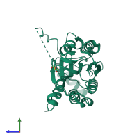 PDB entry 6nry coloured by chain, side view.