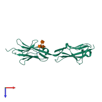 PDB entry 6ns1 coloured by chain, top view.