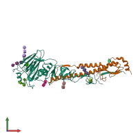 PDB entry 6nsb coloured by chain, front view.