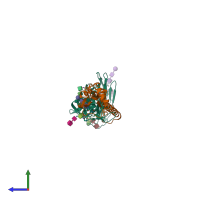 PDB entry 6nsb coloured by chain, side view.