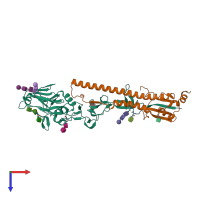 PDB entry 6nsb coloured by chain, top view.