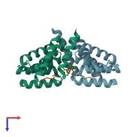 PDB entry 6nsv coloured by chain, top view.