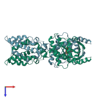 PDB entry 6nt7 coloured by chain, top view.