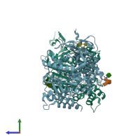 PDB entry 6nth coloured by chain, side view.