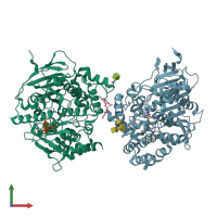 PDB entry 6ntk coloured by chain, front view.