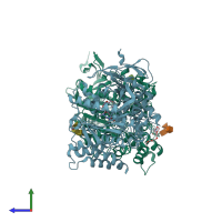 PDB entry 6ntk coloured by chain, side view.