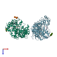 PDB entry 6ntm coloured by chain, top view.