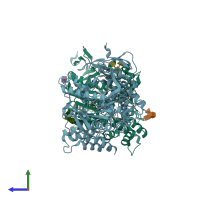 PDB entry 6ntn coloured by chain, side view.