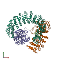 PDB entry 6nts coloured by chain, front view.