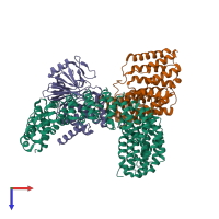 PDB entry 6nts coloured by chain, top view.