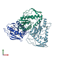 PDB entry 6ntv coloured by chain, front view.