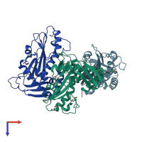 PDB entry 6ntv coloured by chain, top view.