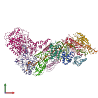 PDB entry 6nud coloured by chain, front view.